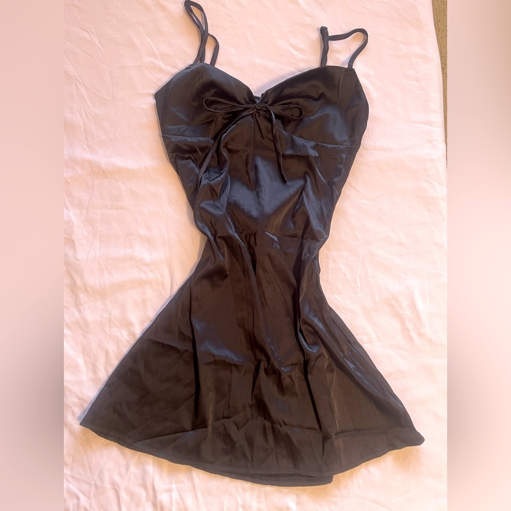 Mini black silk dress